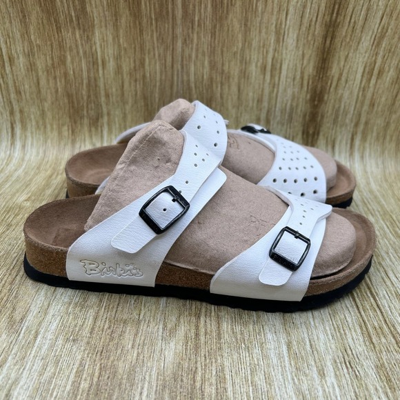 Birkenstock Birki's Freeport Women's Size 7 EU 38 White Leather Sandals Slides - Picture 1 of 9